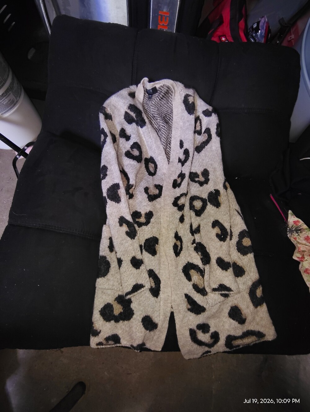 Cozy Leopard Print Open-Front Cardigan Sweater - Taupe/Black